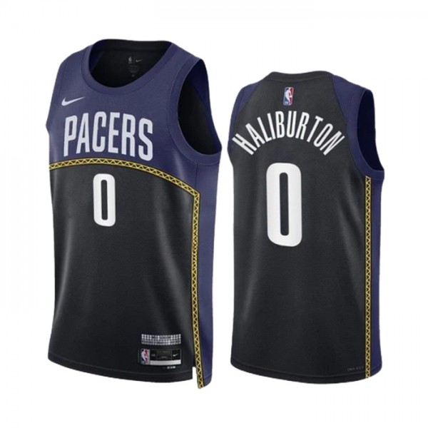 Indiana Pacers Trikot Tyrese Haliburton 0 Black Nike 2022-23 City Edition Navy Swingman - Herren